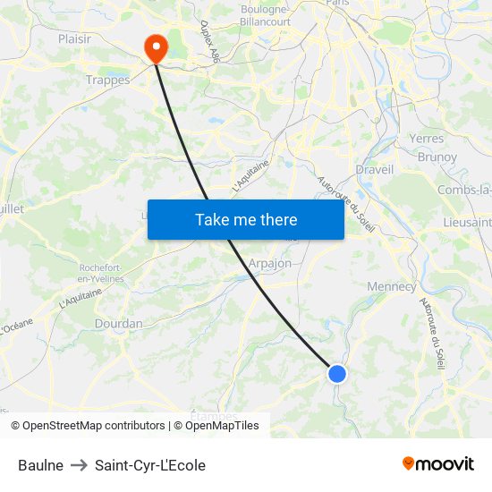 Baulne to Saint-Cyr-L'Ecole map