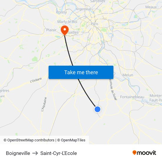 Boigneville to Saint-Cyr-L'Ecole map