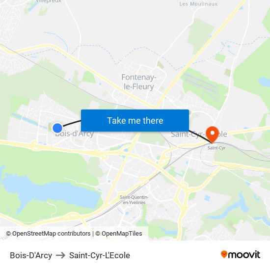 Bois-D'Arcy to Saint-Cyr-L'Ecole map