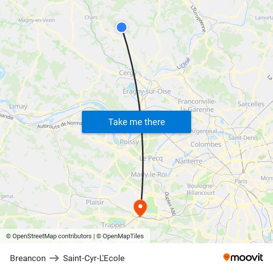 Breancon to Saint-Cyr-L'Ecole map