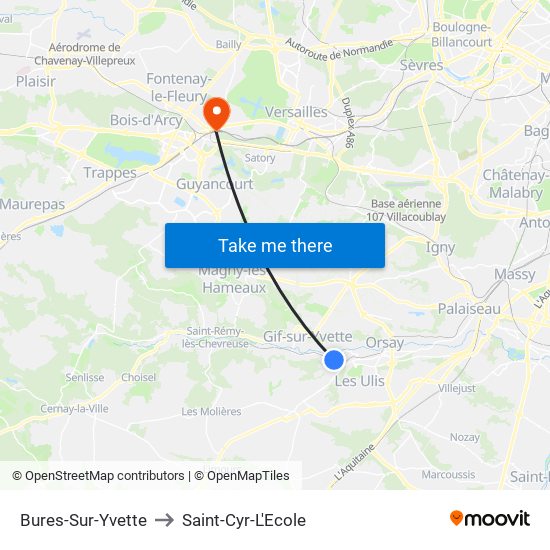 Bures-Sur-Yvette to Saint-Cyr-L'Ecole map