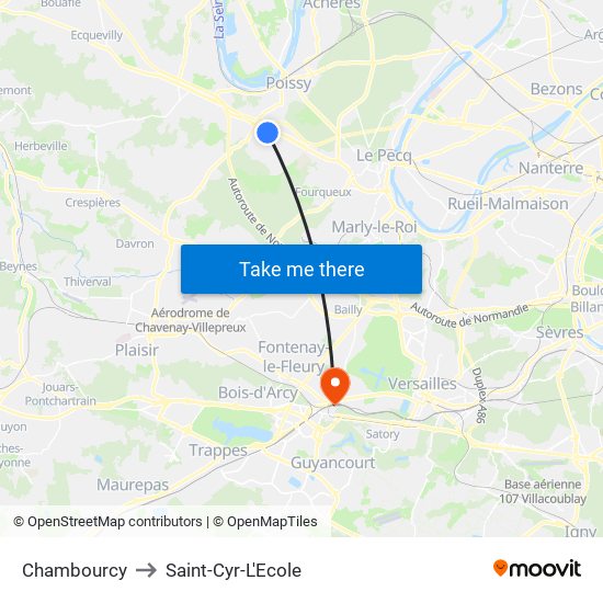 Chambourcy to Saint-Cyr-L'Ecole map