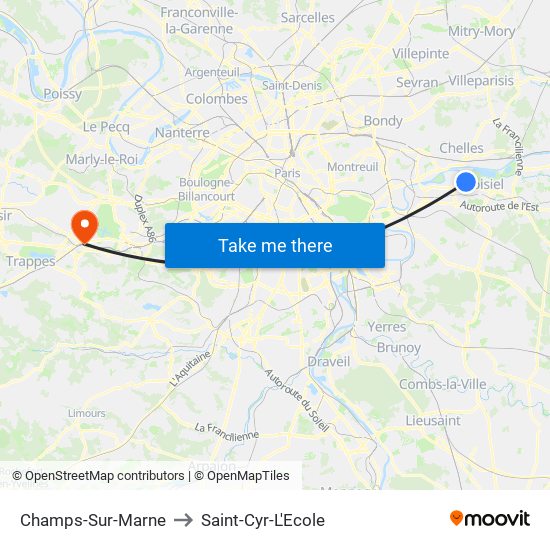 Champs-Sur-Marne to Saint-Cyr-L'Ecole map