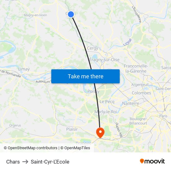 Chars to Saint-Cyr-L'Ecole map