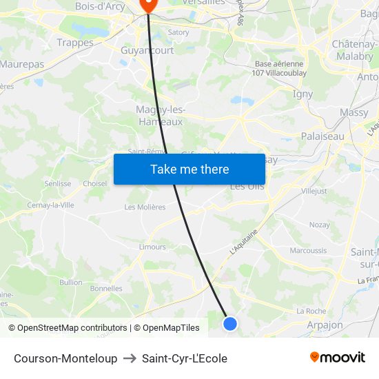 Courson-Monteloup to Saint-Cyr-L'Ecole map