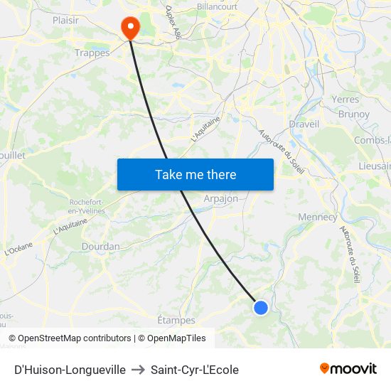 D'Huison-Longueville to Saint-Cyr-L'Ecole map