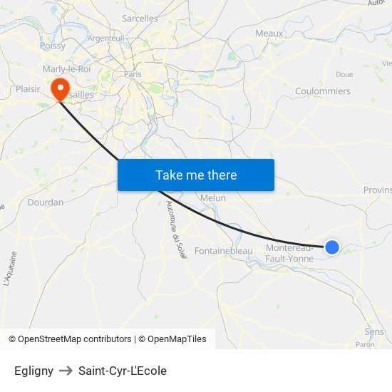 Egligny to Saint-Cyr-L'Ecole map