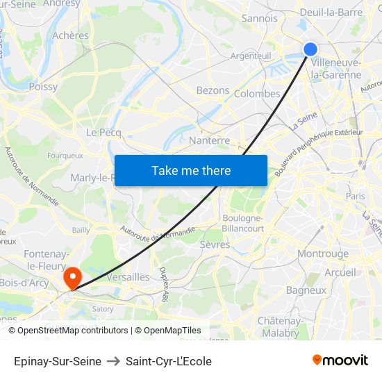 Epinay-Sur-Seine to Saint-Cyr-L'Ecole map