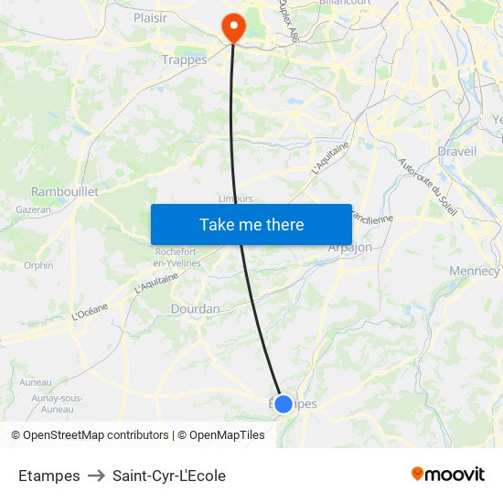 Etampes to Saint-Cyr-L'Ecole map