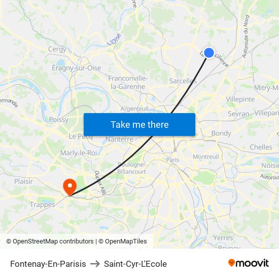 Fontenay-En-Parisis to Saint-Cyr-L'Ecole map