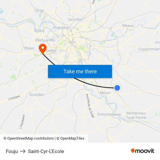 Fouju to Saint-Cyr-L'Ecole map