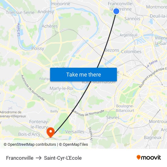 Franconville to Saint-Cyr-L'Ecole map