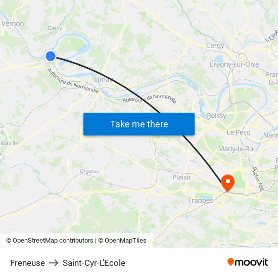 Freneuse to Saint-Cyr-L'Ecole map