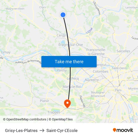 Grisy-Les-Platres to Saint-Cyr-L'Ecole map