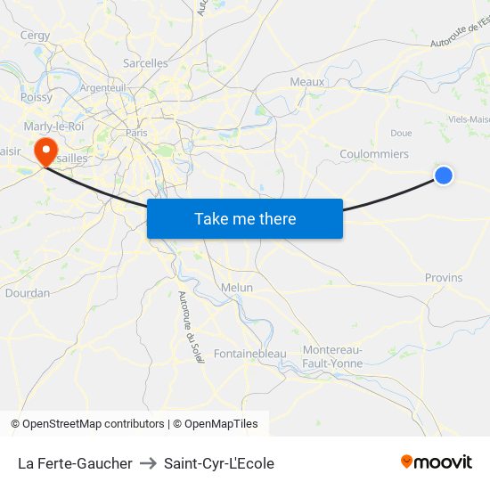 La Ferte-Gaucher to Saint-Cyr-L'Ecole map