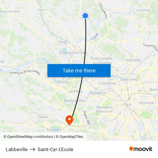 Labbeville to Saint-Cyr-L'Ecole map