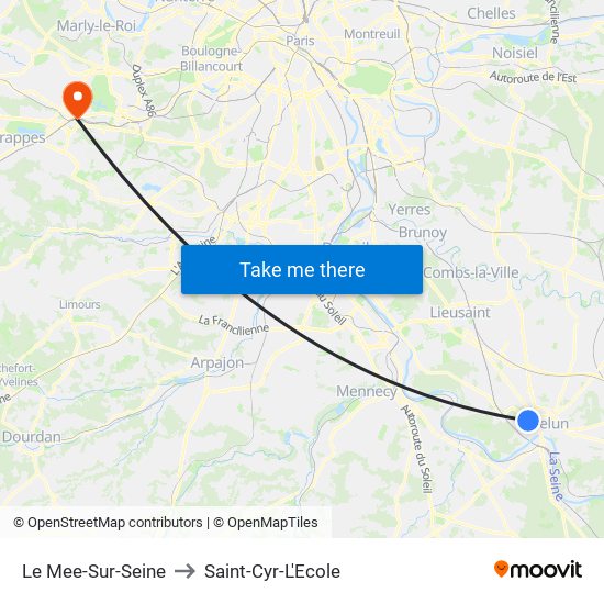 Le Mee-Sur-Seine to Saint-Cyr-L'Ecole map