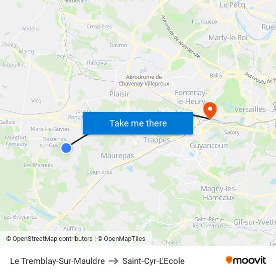 Le Tremblay-Sur-Mauldre to Saint-Cyr-L'Ecole map
