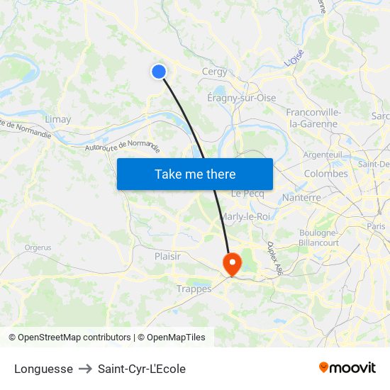 Longuesse to Saint-Cyr-L'Ecole map
