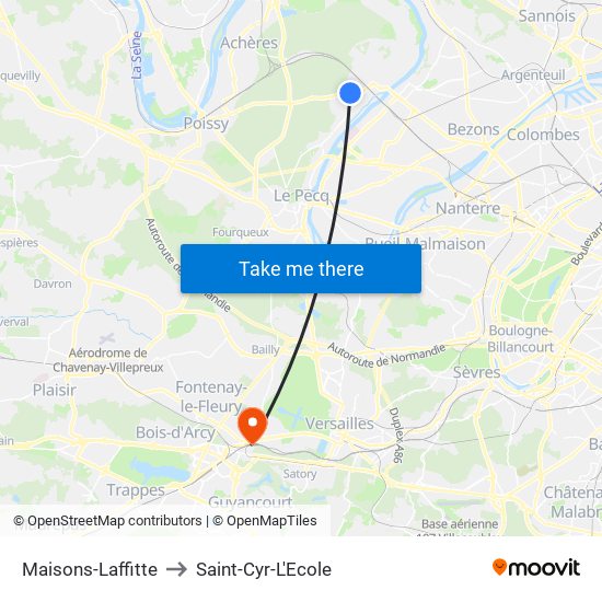 Maisons-Laffitte to Saint-Cyr-L'Ecole map