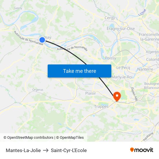 Mantes-La-Jolie to Saint-Cyr-L'Ecole map