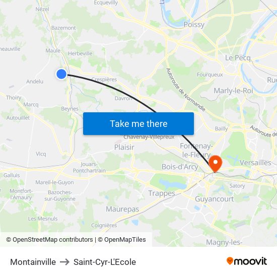 Montainville to Saint-Cyr-L'Ecole map