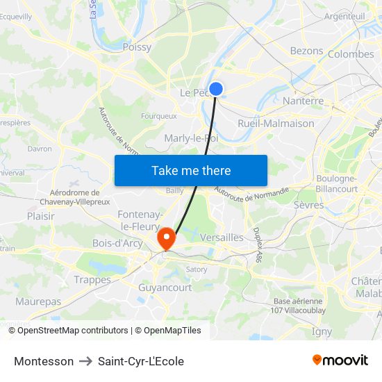 Montesson to Saint-Cyr-L'Ecole map