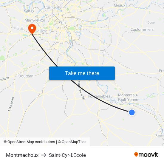 Montmachoux to Saint-Cyr-L'Ecole map