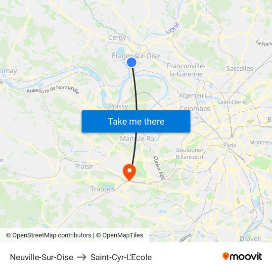 Neuville-Sur-Oise to Saint-Cyr-L'Ecole map