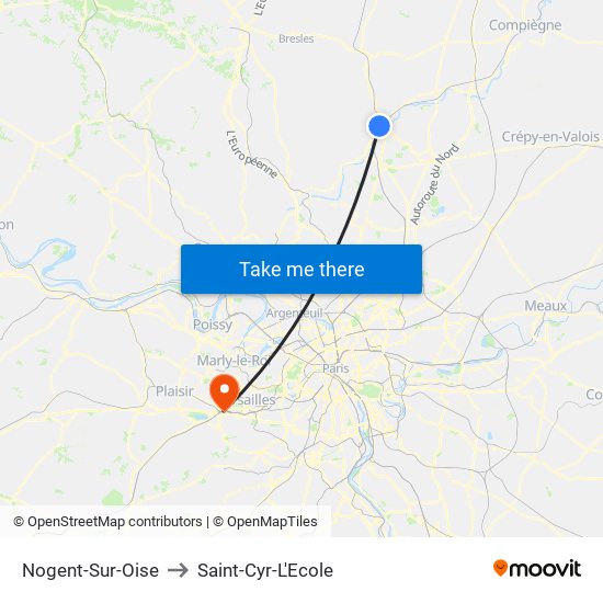 Nogent-Sur-Oise to Saint-Cyr-L'Ecole map