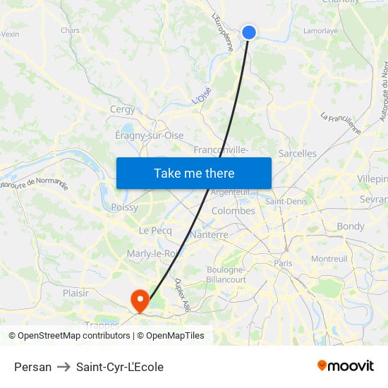 Persan to Saint-Cyr-L'Ecole map