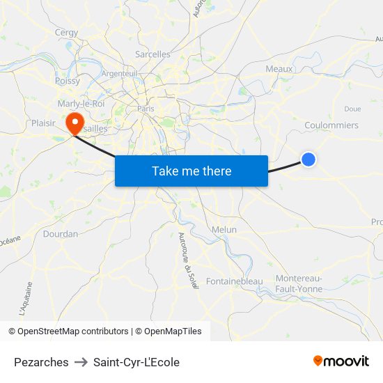 Pezarches to Saint-Cyr-L'Ecole map