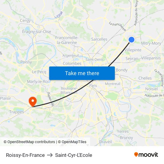 Roissy-En-France to Saint-Cyr-L'Ecole map