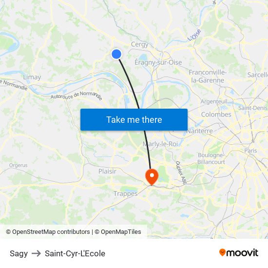 Sagy to Saint-Cyr-L'Ecole map