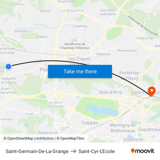 Saint-Germain-De-La-Grange to Saint-Cyr-L'Ecole map