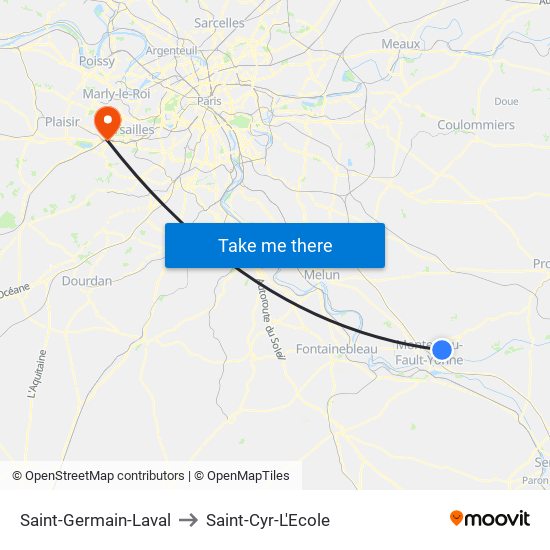 Saint-Germain-Laval to Saint-Cyr-L'Ecole map