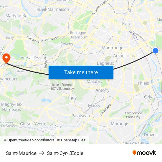 Saint-Maurice to Saint-Cyr-L'Ecole map