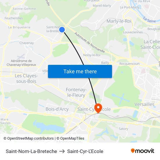 Saint-Nom-La-Breteche to Saint-Cyr-L'Ecole map