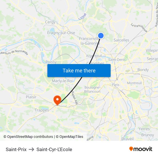 Saint-Prix to Saint-Cyr-L'Ecole map