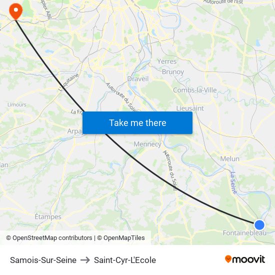 Samois-Sur-Seine to Saint-Cyr-L'Ecole map