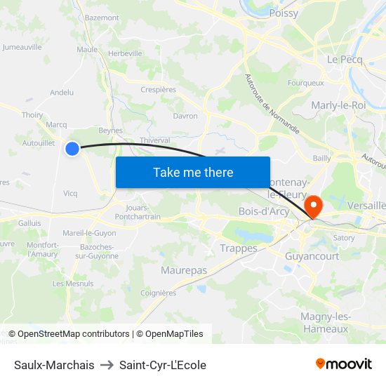 Saulx-Marchais to Saint-Cyr-L'Ecole map
