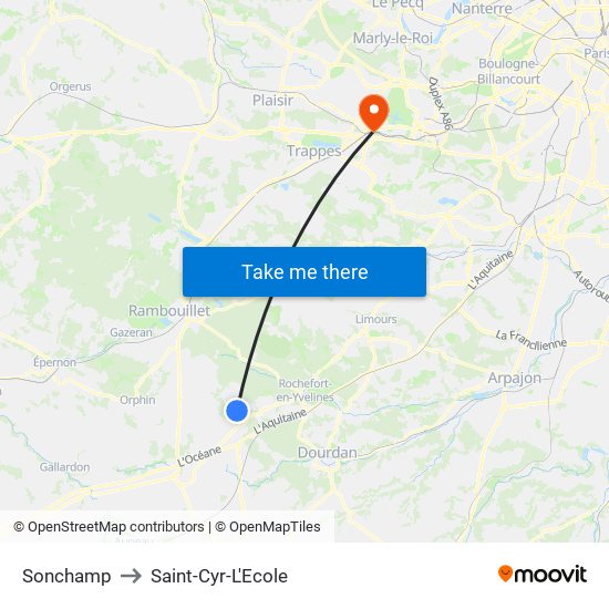 Sonchamp to Saint-Cyr-L'Ecole map