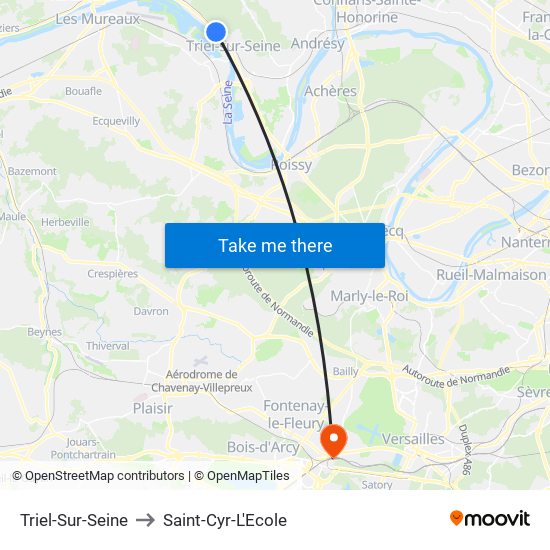 Triel-Sur-Seine to Saint-Cyr-L'Ecole map