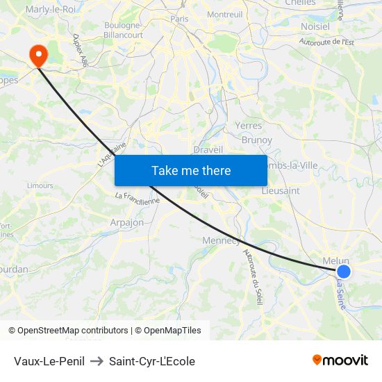 Vaux-Le-Penil to Saint-Cyr-L'Ecole map