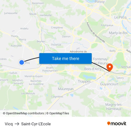 Vicq to Saint-Cyr-L'Ecole map