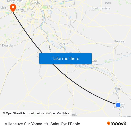 Villeneuve-Sur-Yonne to Saint-Cyr-L'Ecole map