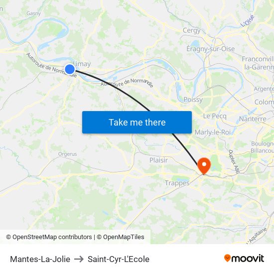 Mantes-La-Jolie to Saint-Cyr-L'Ecole map