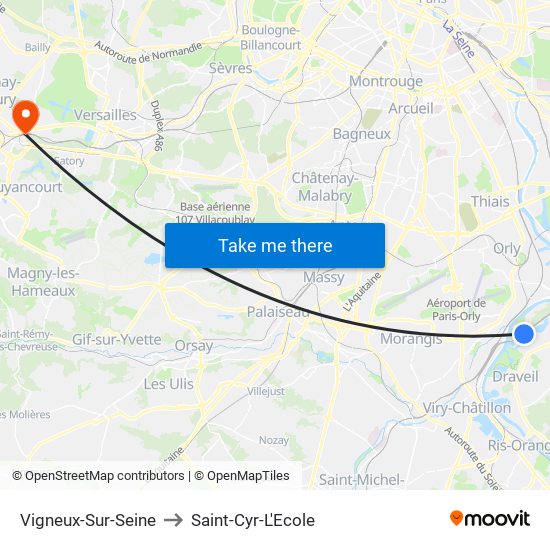 Vigneux-Sur-Seine to Saint-Cyr-L'Ecole map