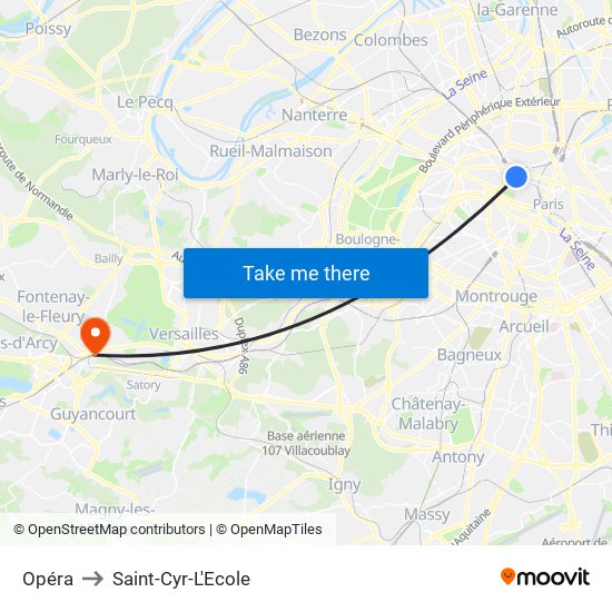 Opéra to Saint-Cyr-L'Ecole map