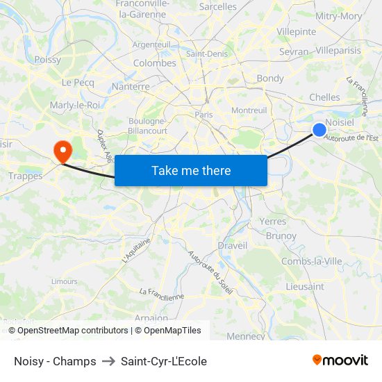 Noisy - Champs to Saint-Cyr-L'Ecole map